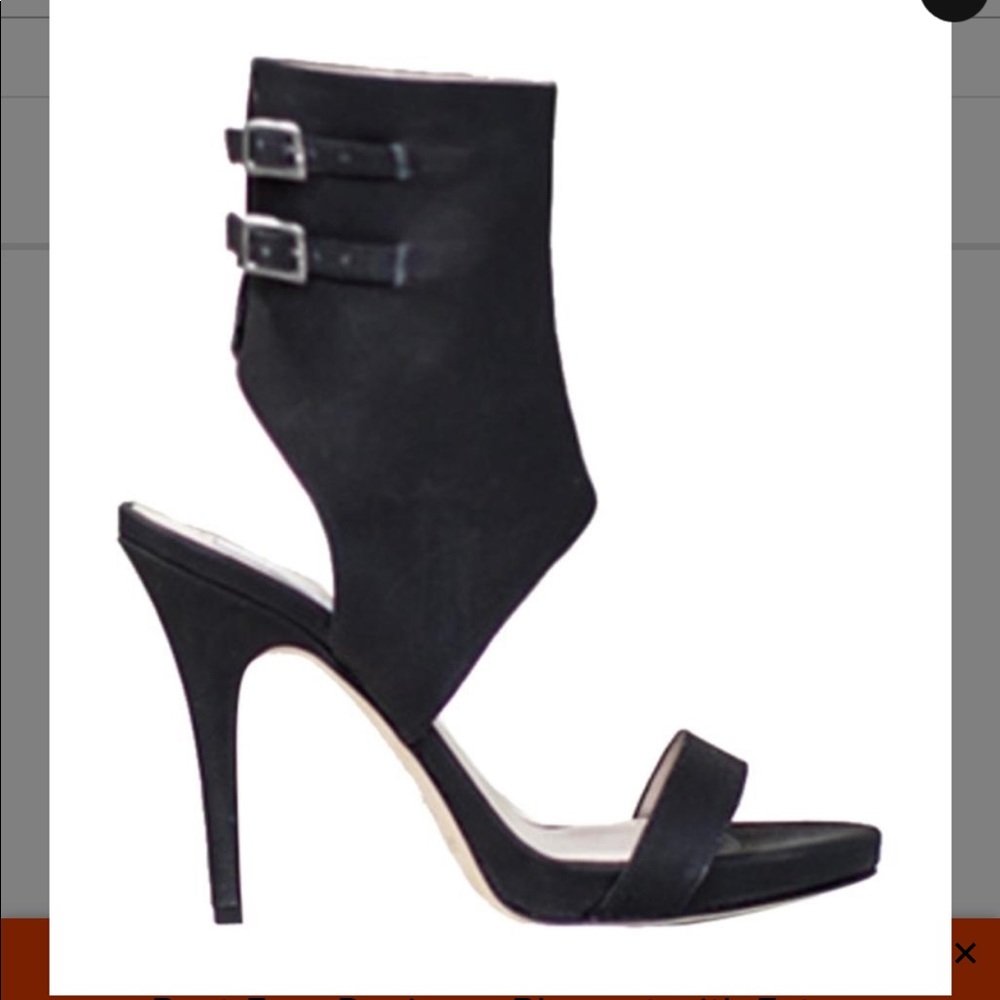 Emerson Fry Black Leather Italian Cuff Heel Sandal